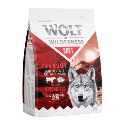 Wolf of Wilderness Soft “High Valley” - Beef, 100% grain-free, Complete Semi-moist Adult Dog Food With Tasty and Well Accepted Fresh Beef Meat Suitable for Dogs with Grain Allergies, 5 kg
