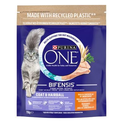 PURINA ONE Coat & Hairball Chicken & Whole Grains Dry Cat Food 750g.