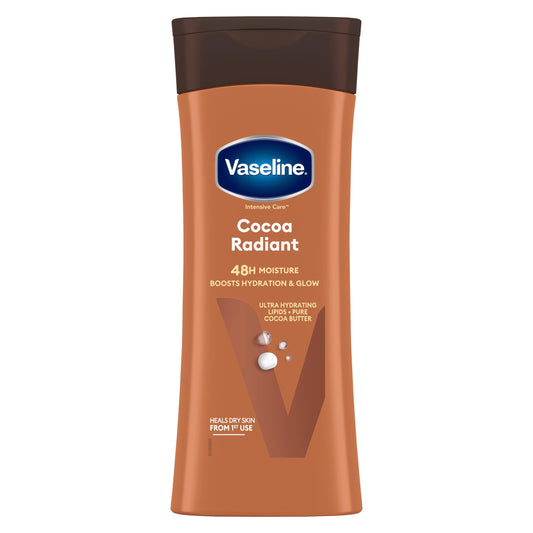 Vaseline Cocoa Radiant Body Lotion – Deep Moisturising Body Cream with Vaseline Jelly & 100% Cocoa Butter – Repairs Dry, Itchy Skin and Restores Natural Glow 6x 400ml