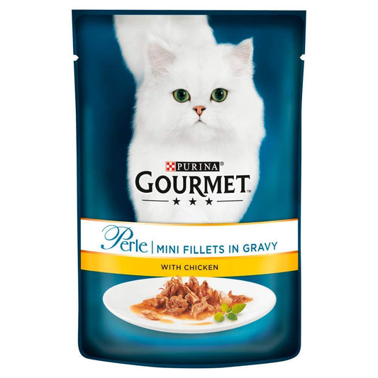Gourmet Perle Wet Cat Food Mini Fillets with chicken in Gravy Connoisseur's Collection, 85 g x 26