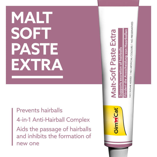 GimCat Malt-Soft Paste Extra - This anti-hairball cat snack aids passage of hairballs - 1 tube (1 x 200 g)