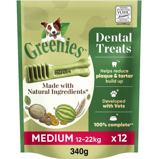 Greenies Original Dental Treat Care for Medium Dogs from 12-22 kg, 12 Chews, 340 g