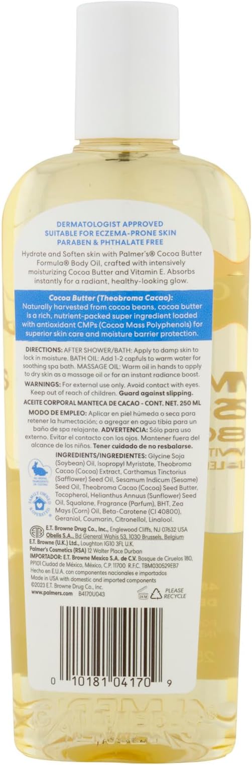 Palmer’s Cocoa Butter Formula Moisturising Body Oil 250ml with Vitamin E and Cosmetic Spatula