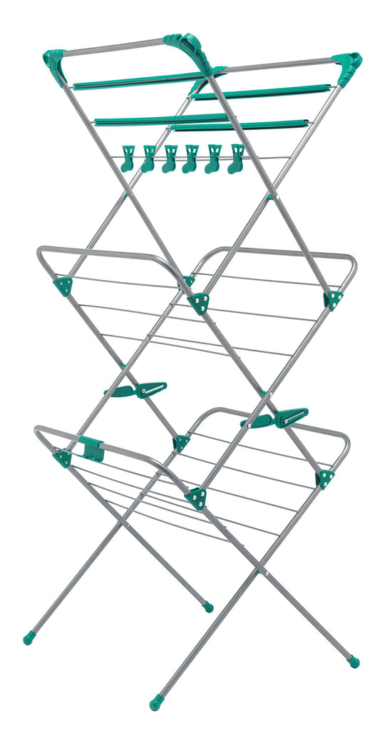 Addis 514445 Deluxe 3 Tier Airer, Metallic Aqua, 14 metres