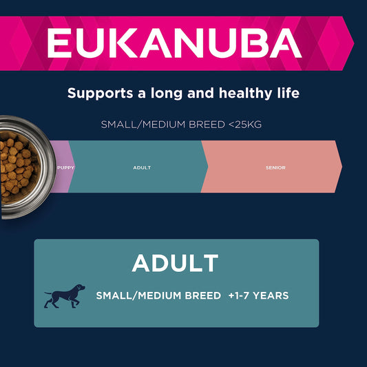 Eukanuba Complete Dry Dog Food for Adult Small and Medium Breeds with Lamb and Rice 2.5 kg