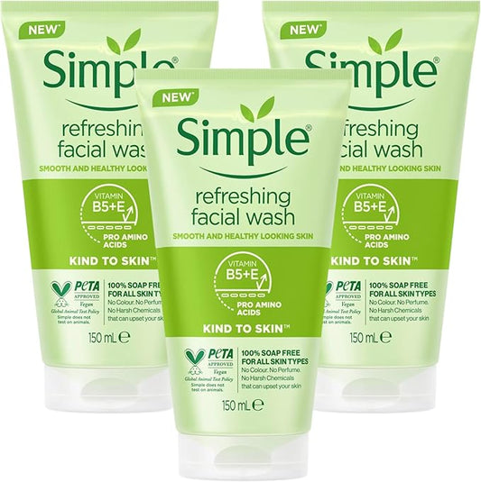 Simple Face Wash Gel Refreshing 150ml 3 Pack