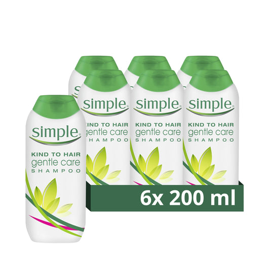 Simple Gentle Care Shampoo with pro-vitamin B5 for dry, sensitive scalp 6x 200 ml