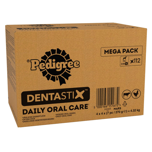 PEDIGREE DENTASTIX - Dental Dog Chews - Adult Large Dogs 25kg+ - 4 x 28 Sticks - Megapack of Dog Dental Sticks