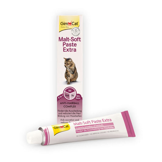 GimCat Malt-Soft Paste Extra - This anti-hairball cat snack aids passage of hairballs - 1 tube (1 x 200 g)