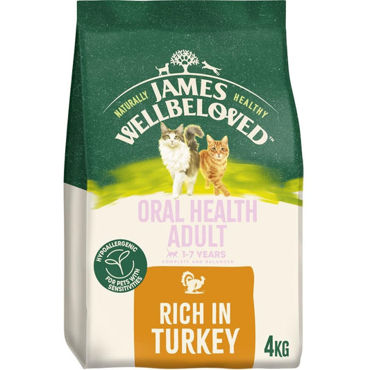 James Wellbeloved Hypoallergenic Dry Cat Food for Adult Cats Oralcare Turkey 4 kg