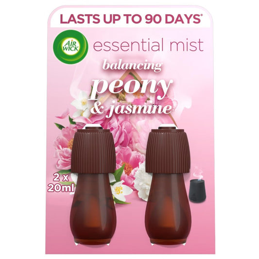 Air Wick Essential Mist Refills Peony & Jasmine 20ml (Pack of 6) - Fragrant Mist Diffuser Refills