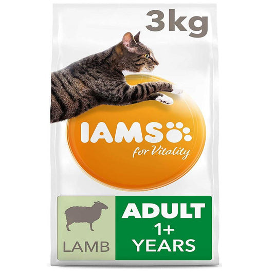 Iams 189131/449 for Vitality Adult Dry Cat Food with Lamb 3 kg