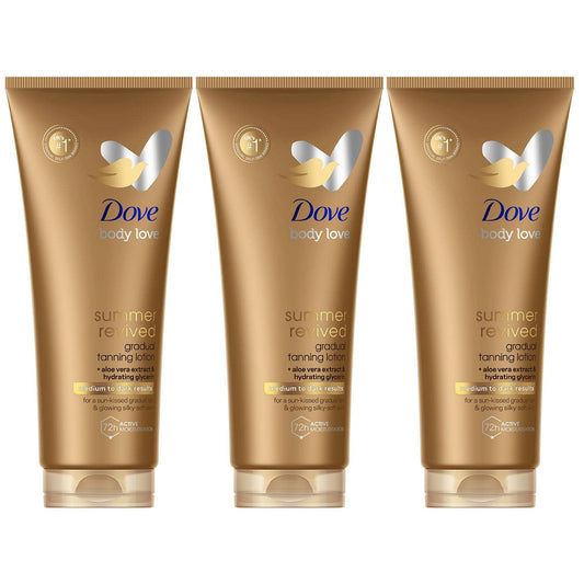 Dove Derma Spa Summer Revived Medium to Dark Skin Body Lotion 200ml With Soft Shimmer & Cell Moisturisers ( PACK OF 3 )