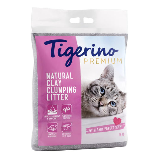 Tigerino Cat Litter, Double Pack / Natural Clumping, Baby Powder Scent for Cat Owners