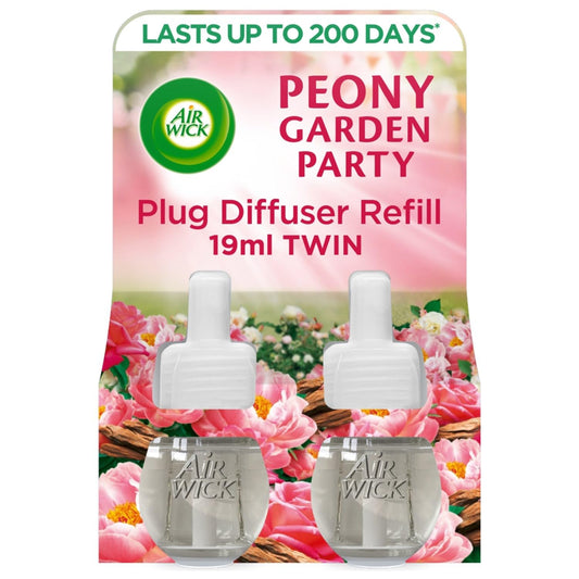 Air Wick Plug in Diffuser Refill, Peony Garden Party, Pack 6 x 19ml, Long Lasting Fragrance, Lasts up to 600 Days, Plug in Air freshener