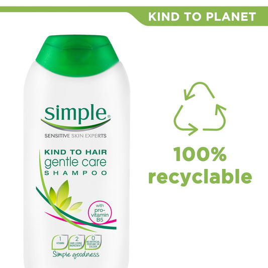 Simple Gentle Care Shampoo with pro-vitamin B5 for dry, sensitive scalp 6x 200 ml