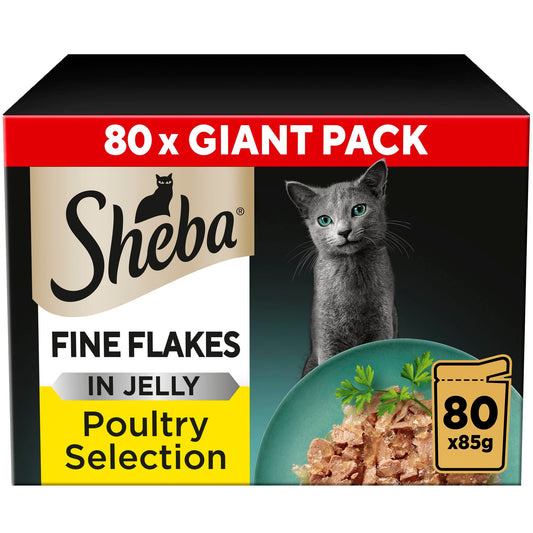 SHEBA Fine Flakes Cat Pouches Poultry Collection in Jelly 80x85g