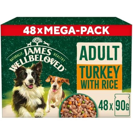 James Wellbeloved Adult Dog Food with Turkey in Gravy Pouch 48 x 90 g
