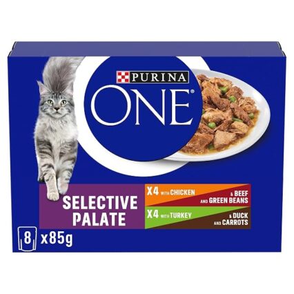 PURINA ONE Mini Fillets Selective Palate Adult Wet Cat Food 8x85g (Pack of 5)
