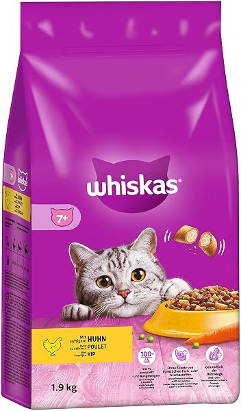 Whiskas 7+ Senior Cat Food Chicken, Pack of 2 (2 x 1.9 kg)