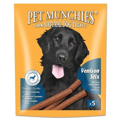 Pet Munchies Venison Stix Dog Treats, Healthy Training Treats with Natural Ingredients 50g, Pack of 10 (50 Chews)
