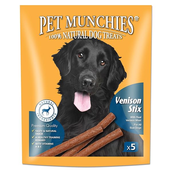 Pet Munchies Venison Stix Dog Treats, Healthy Training Treats with Natural Ingredients 50g, Pack of 10 (50 Chews)