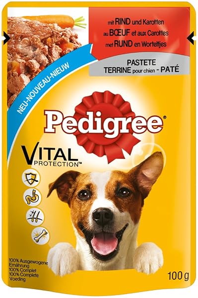 Pedigree Vital Protection dog food with chicken and lamb in jelly, 48 bags (4 x 12 x 100g)