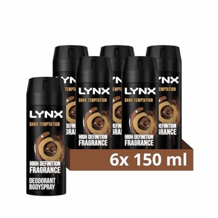 Lynx Dark Temptation Body Spray Deodorant pack of 6 150 ml