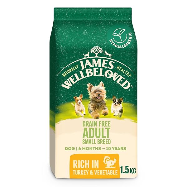 James Wellbeloved Hypoallergenic Dry Dog Food for Adult Small Breed Grain Free Turkey and Vegetable 1.5 kg