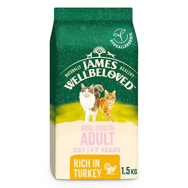 James Wellbeloved Hypoallergenic Dry Cat Food for Adult Cats Oralcare Turkey 1.5 kg