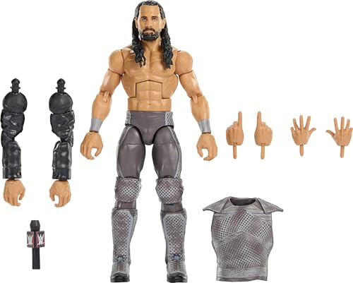 Mattel WWE Elite Collection Action Figure & Accessories, Premium Live Event Seth Rollins Set, Survivor Series with Sam Roberts Build-A-Figure Parts, JHX75