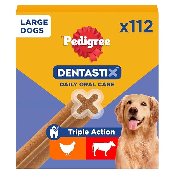 PEDIGREE DENTASTIX - Dental Dog Chews - Adult Large Dogs 25kg+ - 4 x 28 Sticks - Megapack of Dog Dental Sticks