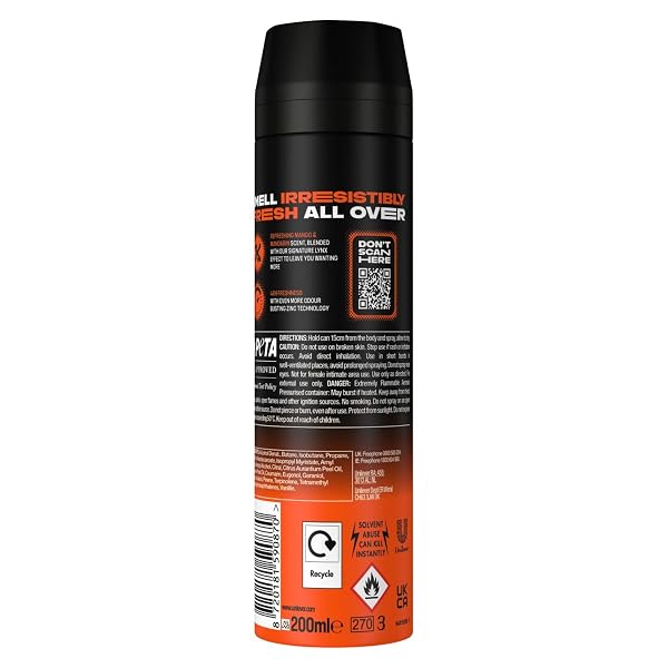 Lynx XL Sunset Fresh Deodorant for Men Multipack With Mango and Mandarin Scent Long Lasting Fragrance with 48 Hours All over Freshness Aluminium Free Body Spray 200 ml, 6 Pack - Image 6