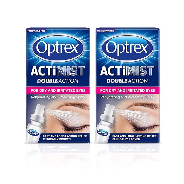 Optrex ActiMist 2-in-1 Dry and Irritated Eye Spray, Soothing for Itchy Dry Tired Eyes, 10 ml (Pack of 2)