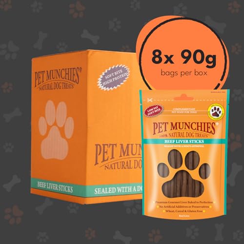 Pet Munchies Beef Liver Sticks Dog Treats, Premium Grain Free Dog Chews with Natural Real Meat, Low in Fat and High in Protein 90g (Pack of 8) - Image 3