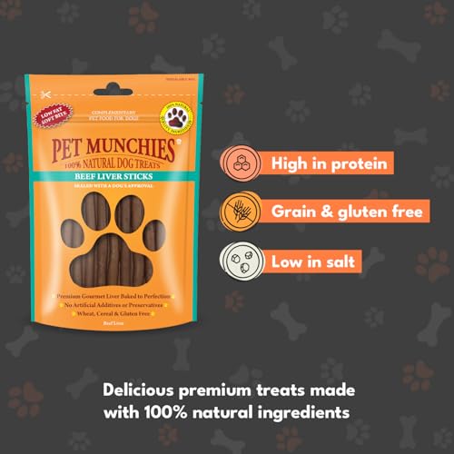 Pet Munchies Beef Liver Sticks Dog Treats, Premium Grain Free Dog Chews with Natural Real Meat, Low in Fat and High in Protein 90g (Pack of 8) - Image 5