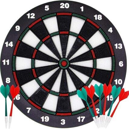 Safe Dartboard Set Ø42cm /16.5-inch for Children and Adults Dartboard with 6 Darts Set