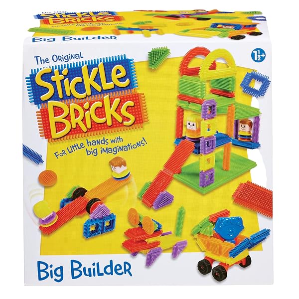 Stickle Bricks Big Builder Construction Set - Includes over 125 Pieces, Inspire Creativity and Motor Skills, Safe and Durable Construction Toy, Convenient Storage, Suitable for Ages 18 Months+