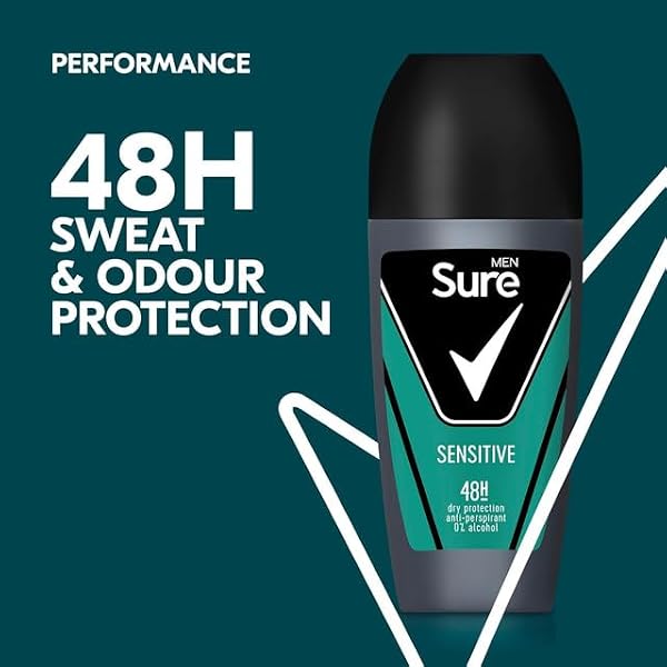 Sure Antiperspirant Roll On Sensitive 48H Sweat and Odour Protection Roll On with Sandalwood, Patchouli and Vanilla Fragrance Deodorant for Men, 50ml Pack of 12 - Image 5