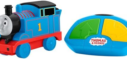 Thomas & Friends Fisher-Price My First Thomas & Friends R/C Thomas, battery-powered remote-controlled train engine with character phrases for toddlers, GPV86