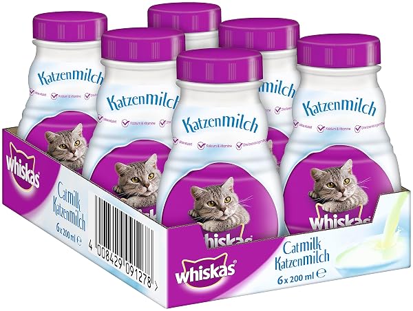 whiskas Cat Milk for Cats from 6 weeks - Delicious Snack for a Happy Cat - Lactose-free and Easily Digestible - Different Sizes
